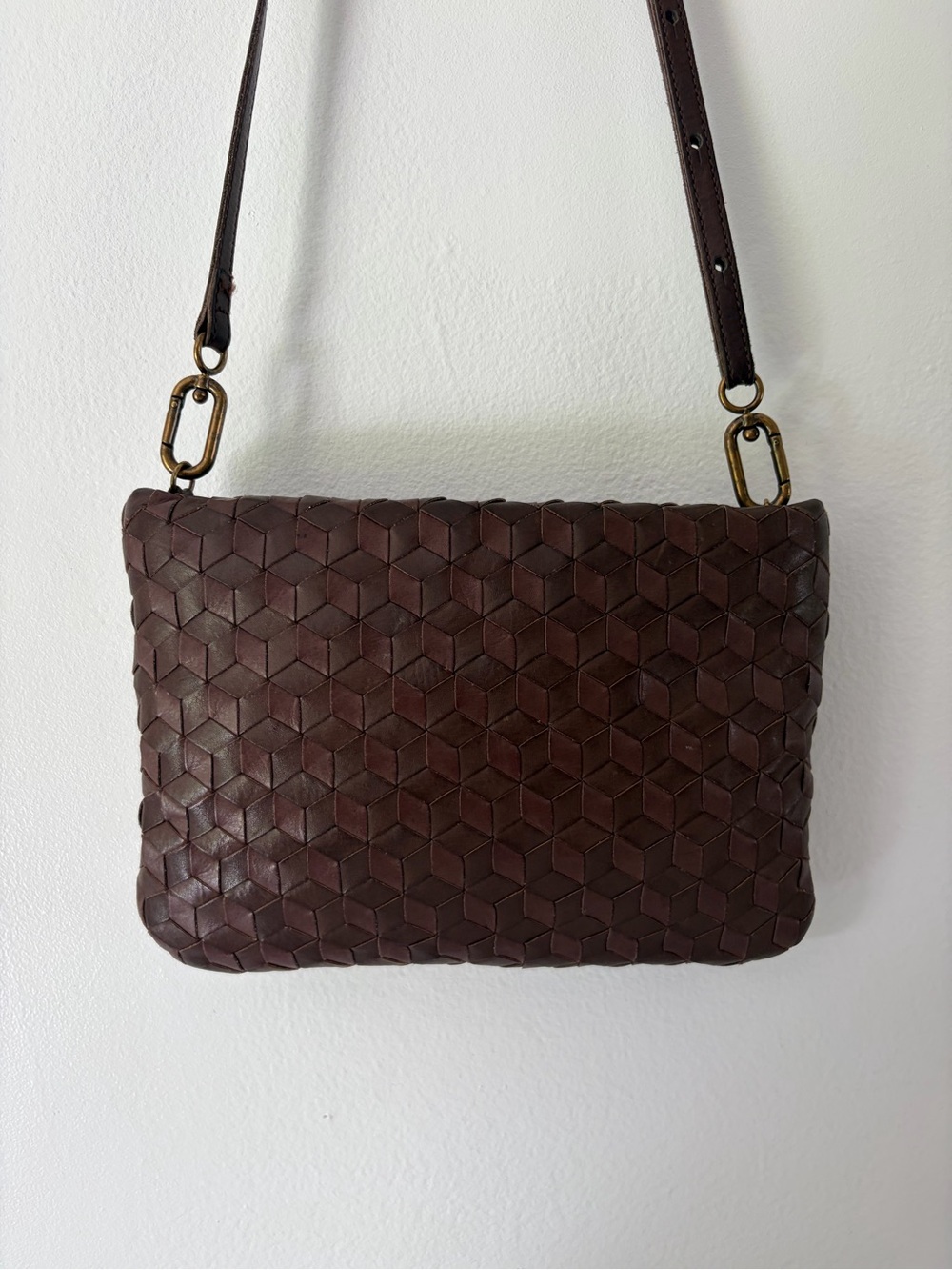 Madewell The Puff Woven Leather Crossbody Bag Chocolate Raisin NI981 - Picture 6 of 14
